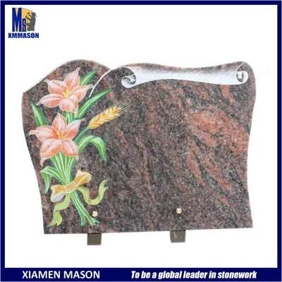 Paper Shape Orange Flowers Green Leaves Memorial Plaque