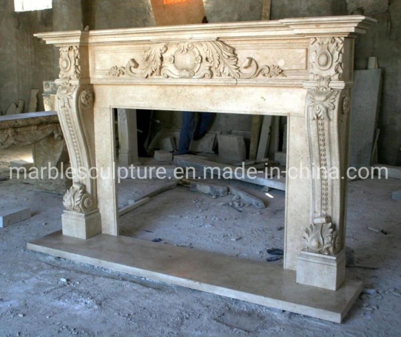 Hand Carved European Style Decorative Marble Fireplace Indoor (SYMF-204)