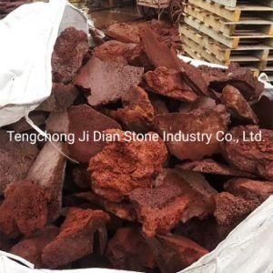 Natural Red Lava Mushroom Stone for Retaining Wall Cladding