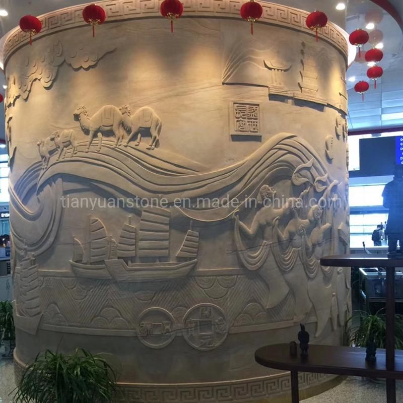 Sculpture Carving Relievo Decoration Sandstone Wall Panel