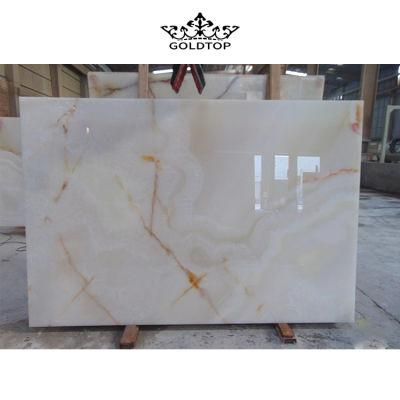Natural Stone Home Decoration Polished Gold Veins White Onyx for Countertop/Floor Tiles/Slab Tiles /Wall Tiles/Tabletop
