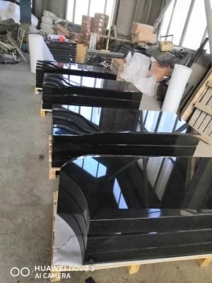 High Polish Israel Style Black Granite Tombstone Headstone