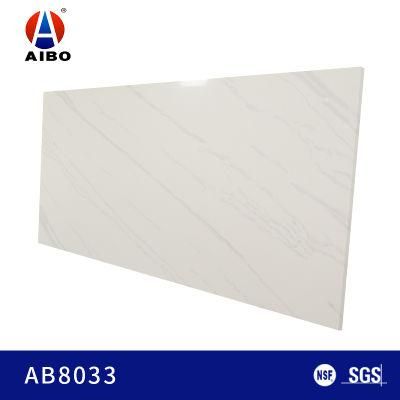 White Calacatta Bathroom Vanity Tops Grey Slashed Quartz Stone