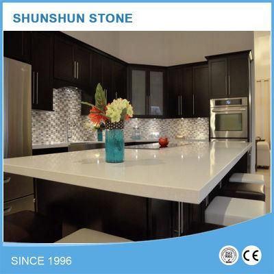Pure White Quartz Stone Prefabricated Countertops for Kitchen