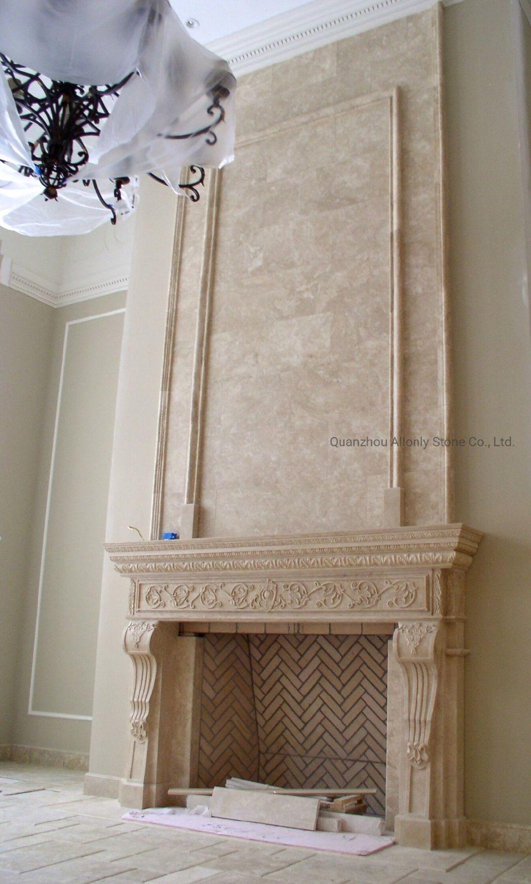 French Luxury Home Indoor Decoration Hand Carved Mantel Natural Marble Stone Fireplace Surrounds