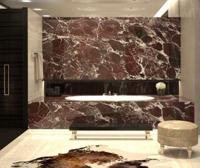 Purple Vein Natural Stone Rosso Levanto Red Marble for Countertop and Wall Panel Decoration