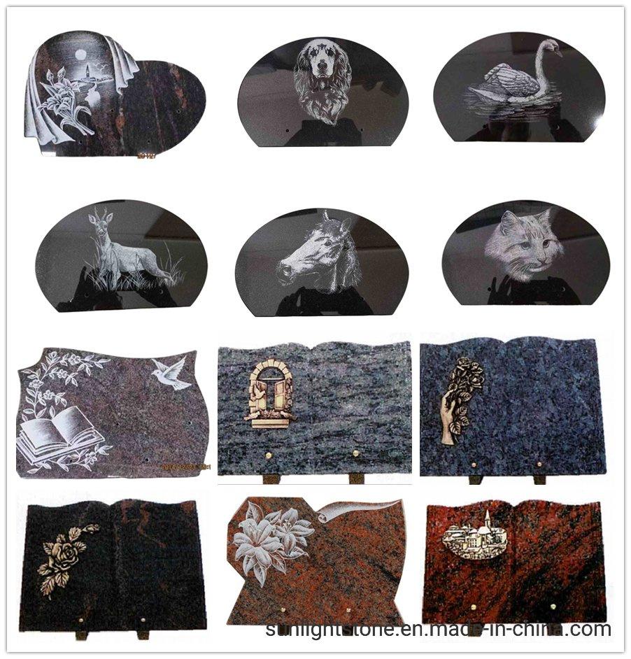 Animal Granite Etching Memorials Plaques for Cemetery Tombstone