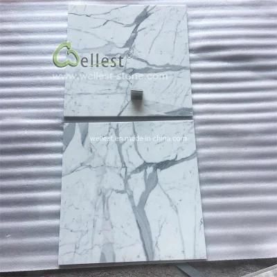 Statuario White Marble Grey Veins Stair Floor Tile