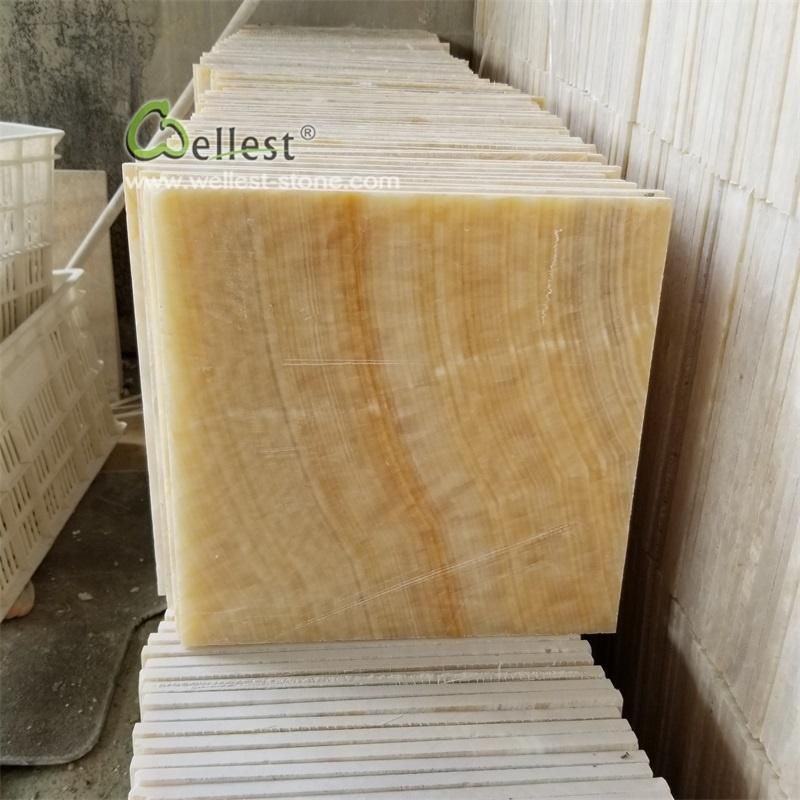 Hot Selling Yellow Honey Onyx Marble Tile for Interior Floor and Wall Tile