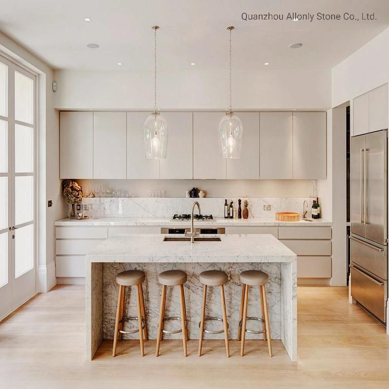 Natural Prefab Carrara White Marble Kitchen Bar Island Counter Top Price