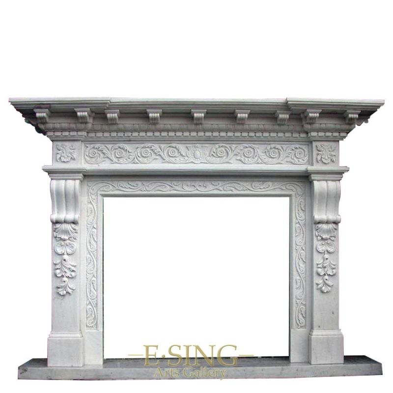 Indoor Usage Large Sculpture French Marble Fireplace Surround