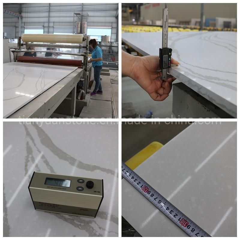 White Artificial Engineered Calacatta Quartz Stone Slab for Countertop/Tile/Kitchen/Vanity Top/Table Top