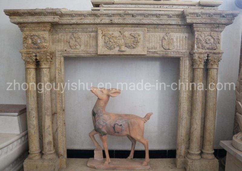 Travertine Fireplace Surround Mantel Piece for Living Room