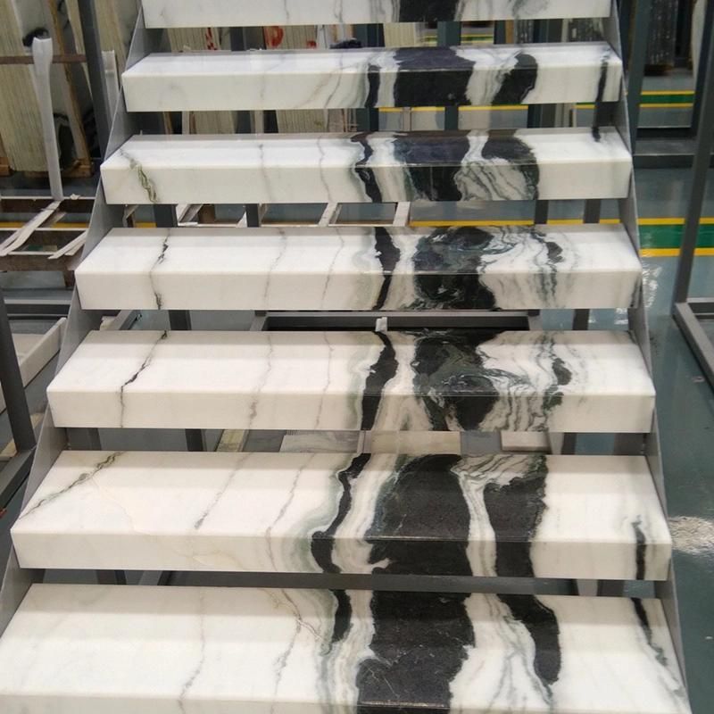 Factory Outlet Panda White Eurasian Wood Marble Stairs Marble Ladder Natural Marble Staircase