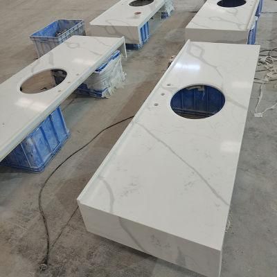 Artificial Stone High Quality Calacatta White Stone Slab Quartz Cabinet/Floor/Wall Tiles/Vanity/Countertop