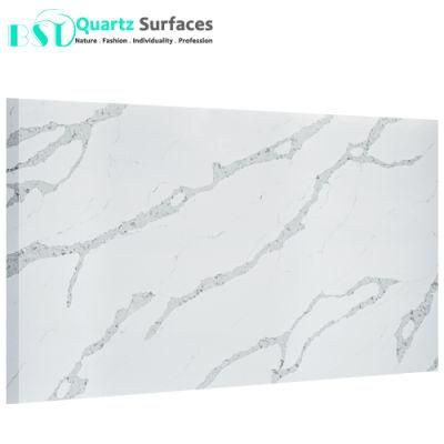 Calacatta White Veined Quartz Stone for Kitchen Countertop
