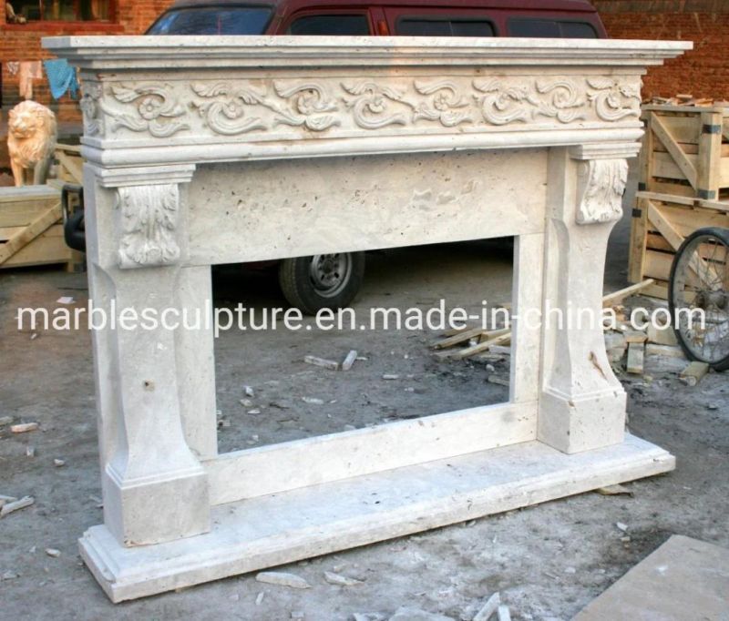 Natural White Stone Marble Fireplace Home Decoration (SYMF-118)