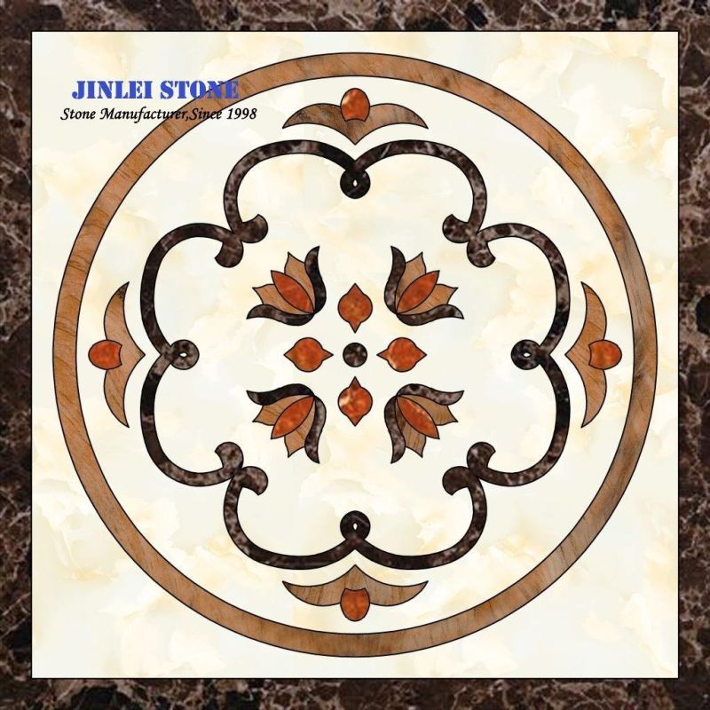 Natural Stone Marble Mosaic Pattern Water Jet Medallion for Flooring