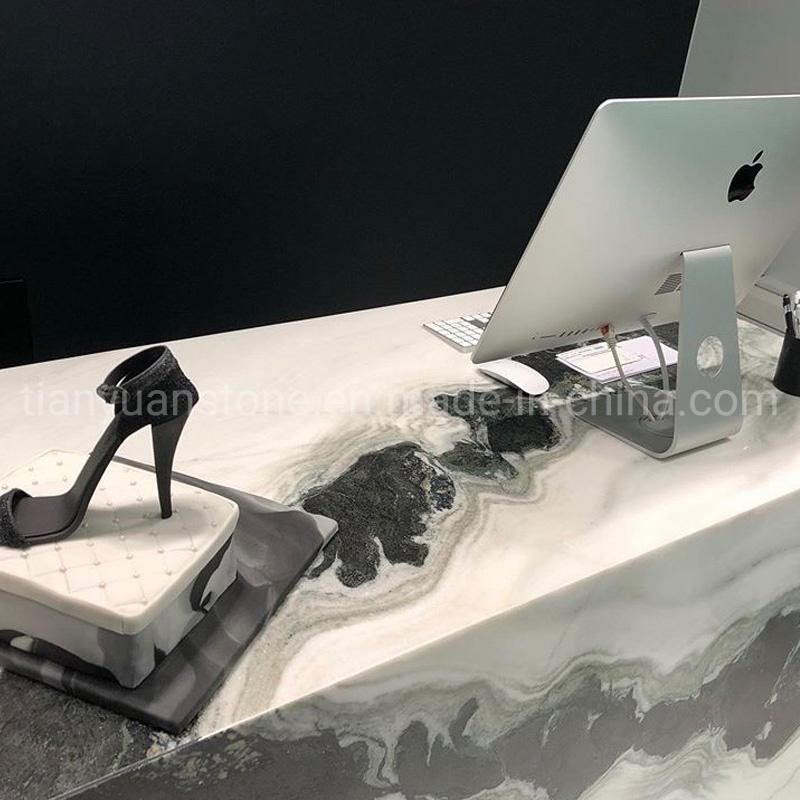 White Marble Panda White Kitchen Counter Top/Dinner Top and Vanity Top