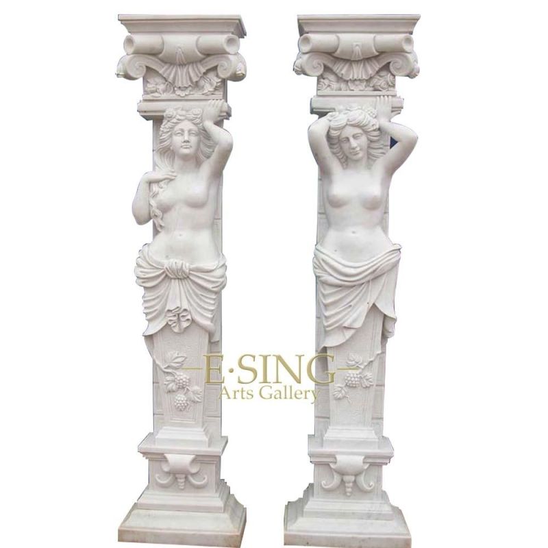 White Marble Home Decorative Garden Stone Marble Statue Balcony Column