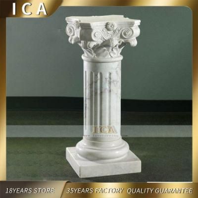 Carved White Round Small Spiral Marble Column