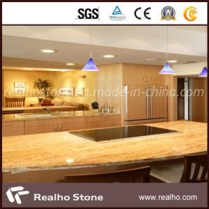 Polished Bullnose Natural Wood Yellow Marble Countertop