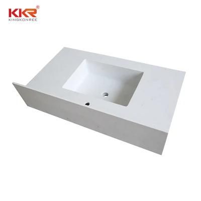 Commercial Bathroom Tops White Solid Surface Countertops with Integrate Sink
