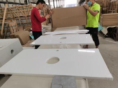 Factory Supply Artificial Stone Countertops Quartz Dining Table Top Hand Wash Basin