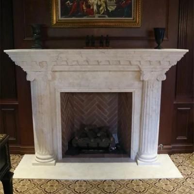 Travertine Roman Column Legs Italian Tuscan Carving Fireplace