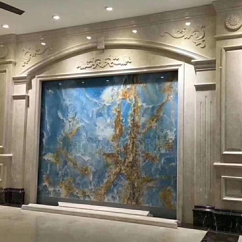 Custom Background Wall Design Blue Onyx Tile