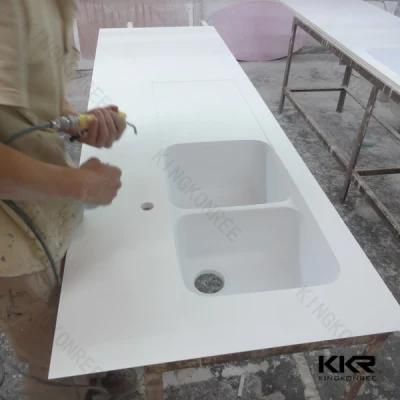 Custom White Artificial Stone Solid Surface Kitchen Countertop Vanitytop