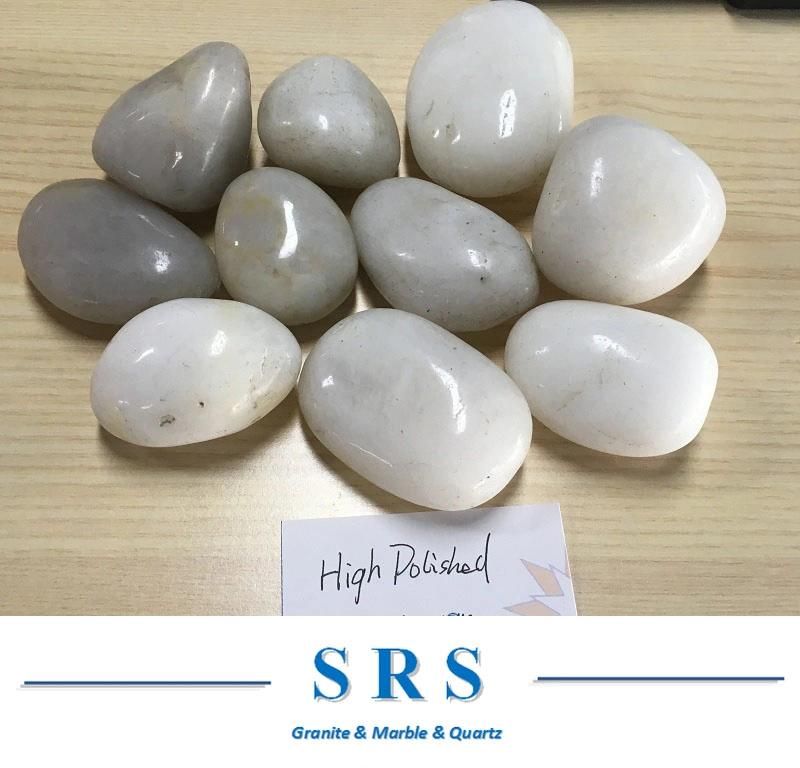 Laying Loose Polished White Black Yellow River Pebbles Cobblestone for Landscape Project Decoration and Pavement/Pebble on Mesh Stonetile