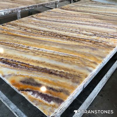 4*8FT Polished Onyx Stone Translucent Alabaster Fireplace Wall Panel
