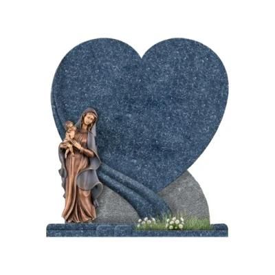 European Heart-Shaped Design White/Blue/Black Granite Stone Marble Tombstone with Custom Design