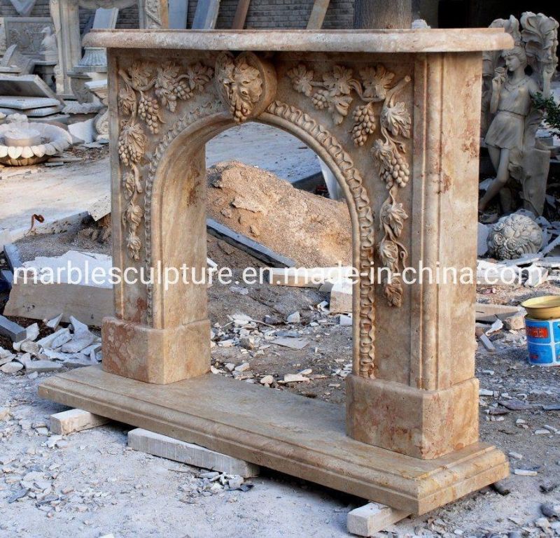 Carved Grape Marble Fireplace for Beautiful Home Decoration (SYMF-128)