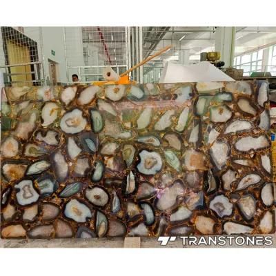 New Design Translucent Luxury Gold Brown Natural Agate Wall Sheet