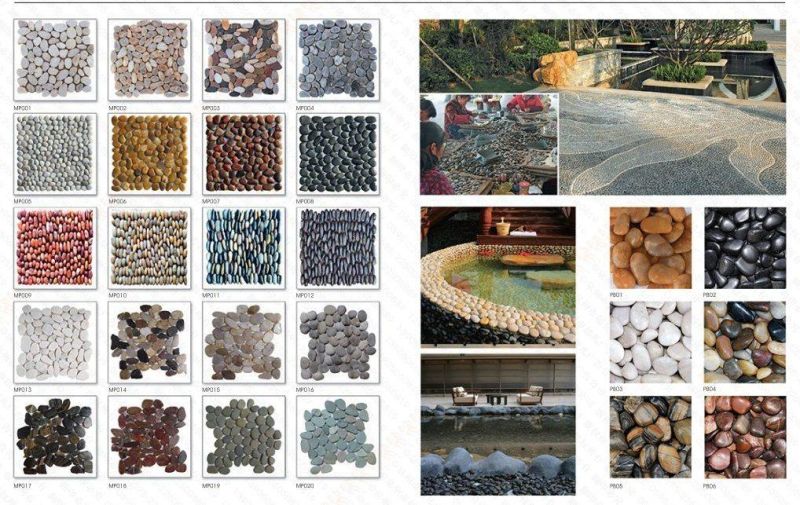 Machine Pebble/River Polished Pebbles for Landscaping Natural Pebble on Mesh Pebble Tiles