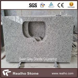 Eased Edge Swan White Grey Granite Countertop and Bathroom Vanity