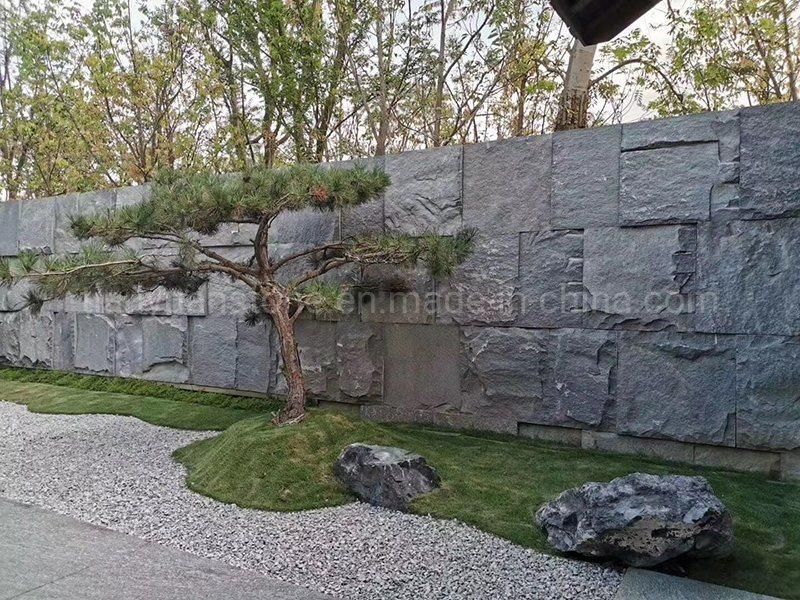 Natural Stone Sawn Cut Black Limestone Brick Stone and Corner for Wall