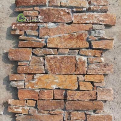 Wholesale Rusty Quarzite Tile, Stack Stone Panel, Interlocking Ledgestone Tile