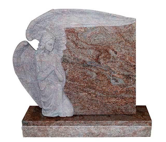 Customized Natural Red Granite Angel Memorial Tombstones