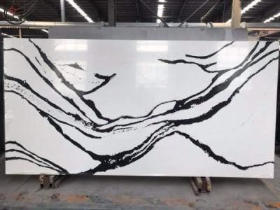 Best Price Shandong Artificial Calacatta Quartz Stone Slab with Black Veins