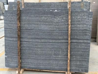 Acid Wash Black Wood Grain Marble Slabs Tiles From China