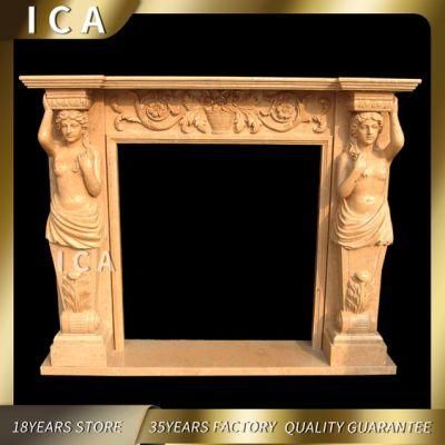 Custom Cheap Price Home Decor Yellow Marble Fireplace Surround