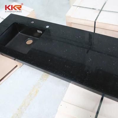 Black Color Prefab Bathroom Countertop Solid Surface Counter Tops