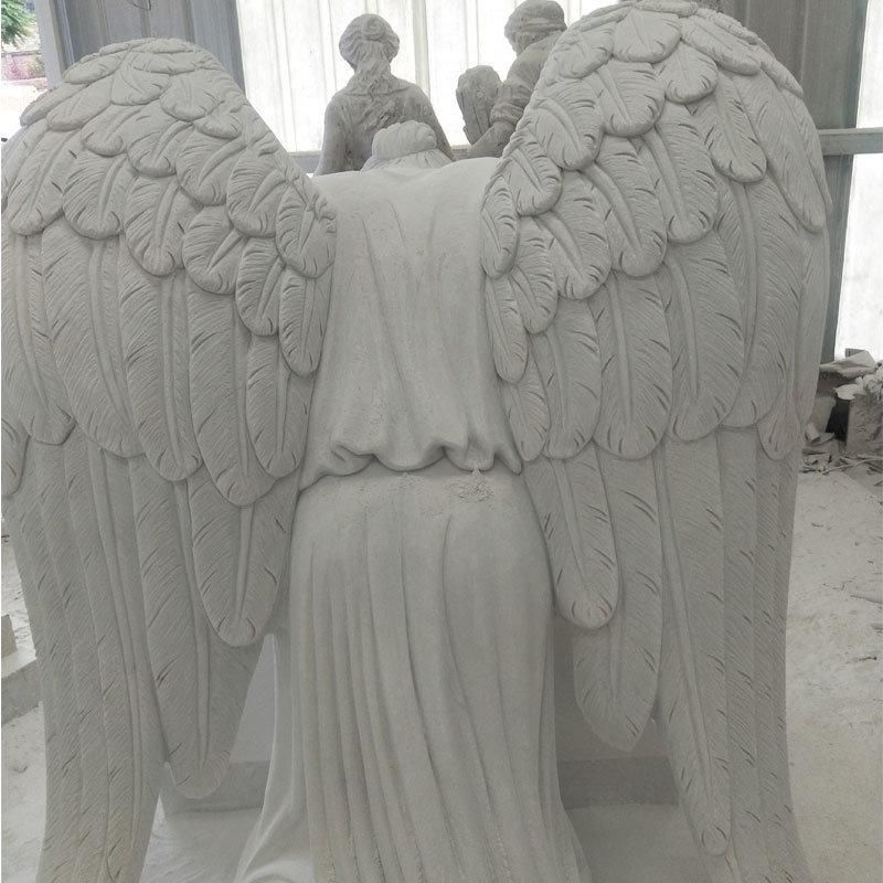 Memorial Hand Carved Stone Graveyard Ornament Granite Headstone Monument Marble Praying Angel Statue Tombstone