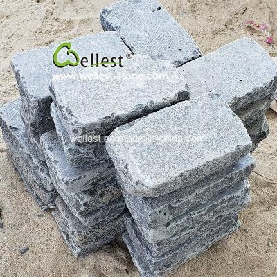 Antique Tumbled Edge Black Basalt Cobblestone for Villa Paver