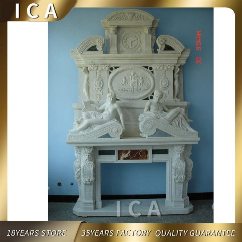 Indoor White Decorative Natural Stone Marble Fireplace for Home
