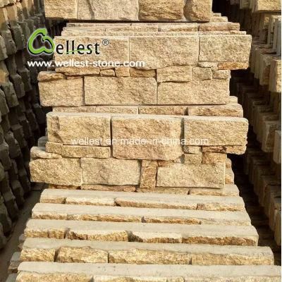Popular Z Shape Exterior Wall Nature Golden Yellow Stone Cement Veneer