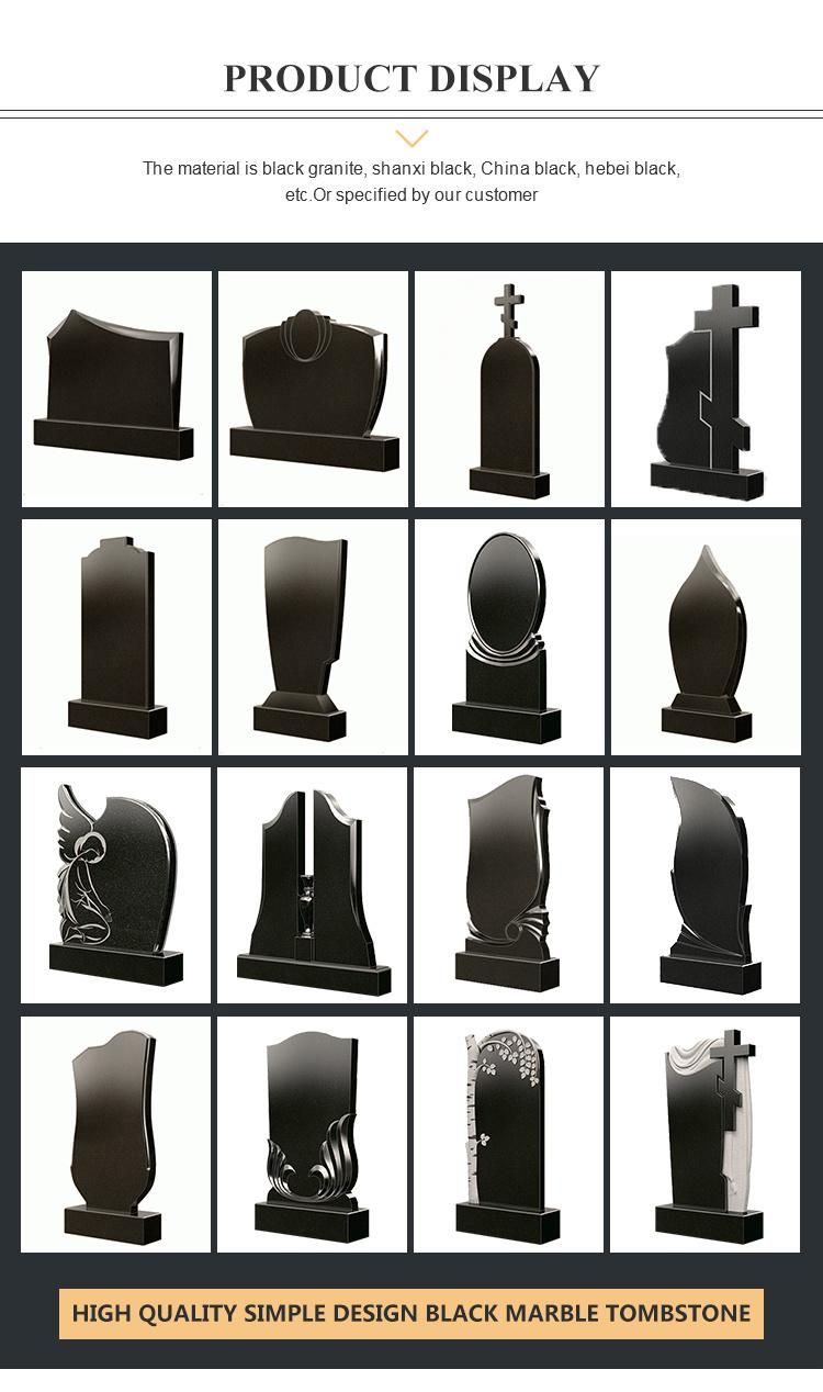 Europe America Heart Shape Black Granite Monument Tombstone Memorial